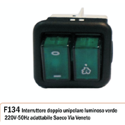 F134 Выключатель кнопочный (2 клавиши.зелен) {1}